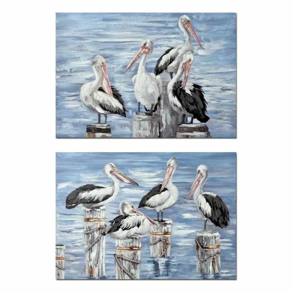 Tavla DKD Home Decor Madár Medelhavs (2 antal) (100 x 3 x 70 cm)