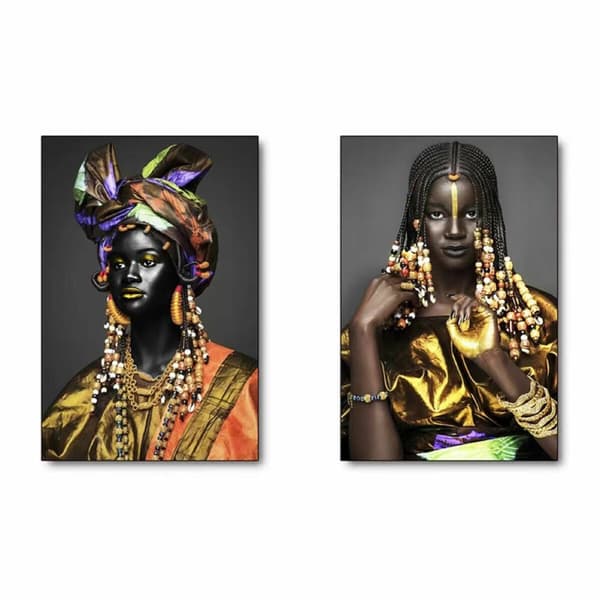 Maleri DKD Home Decor Kolonial Afrikansk dame (50 x 2 x 70 cm) (2 enheter)
