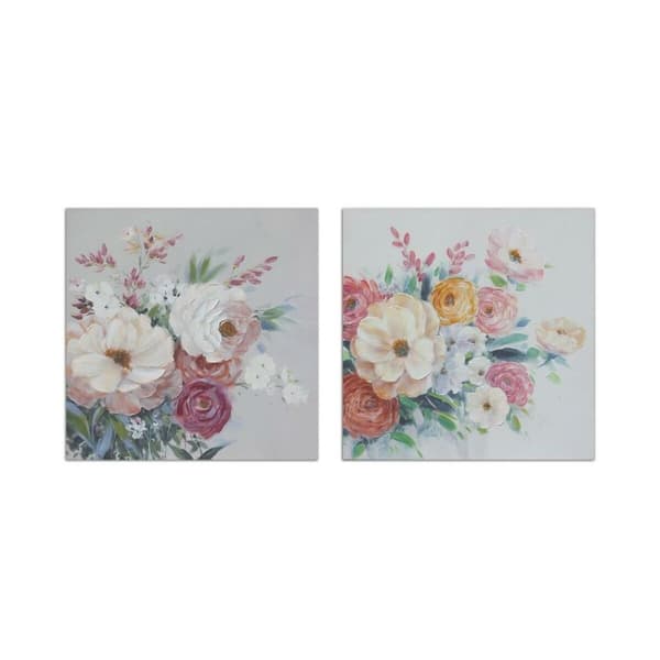Maleri DKD Home Decor Kukat (80 x 2,8 x 80 cm) (2 enheter)