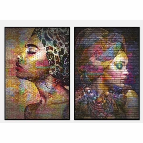 Læret DKD Home Decor Kolonial Afrikansk dame (40 x 3,5 x 55 cm) (2 enheter)