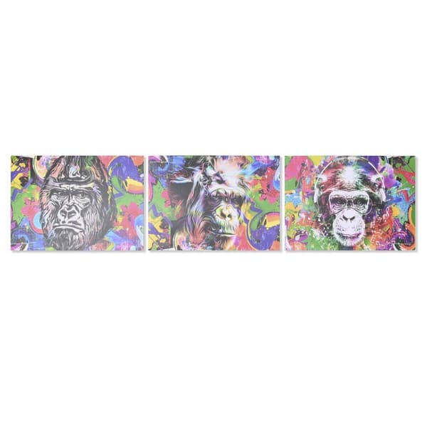 Maleri DKD Home Decor Gorilla Moderne (70 x 1,8 x 50 cm) (3 enheter)