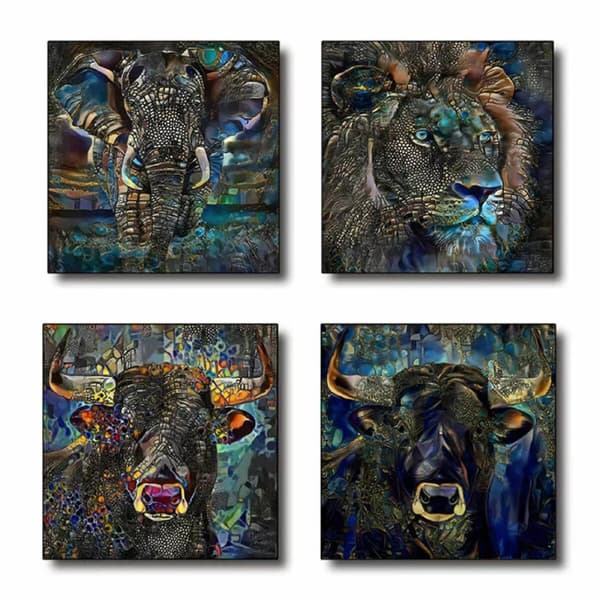 Maalaus DKD Home Decor eläimet Moderni (60 x 2 x 60 cm) (4 osaa)