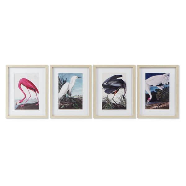 Maleri DKD Home Decor Ptica Orientalsk (35 x 2 x 45 cm) (4 enheder)