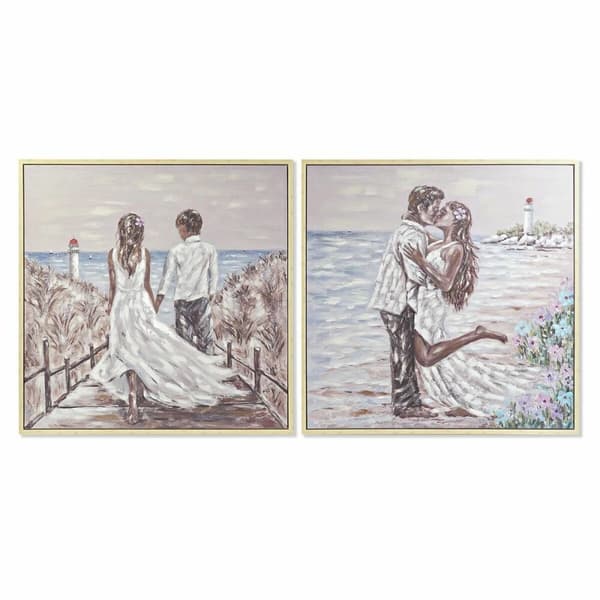 Maleri DKD Home Decor Strand (100 x 4 x 100 cm) (2 enheder)