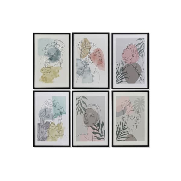 Maleri DKD Home Decor Dame (40 x 3 x 60 cm) (6 enheder)