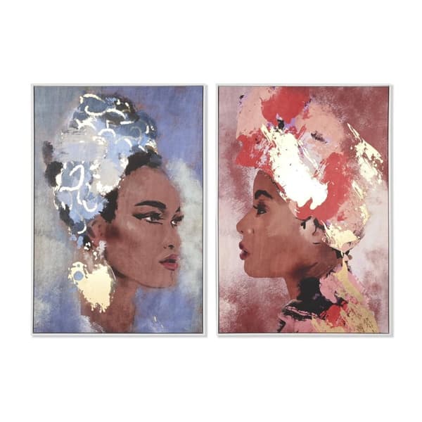 Maleri DKD Home Decor Kolonistil Afrikansk kvinde (83 x 4,5 x 122,5 cm) (83 x 4,5 x 123 cm) (2 enheder)