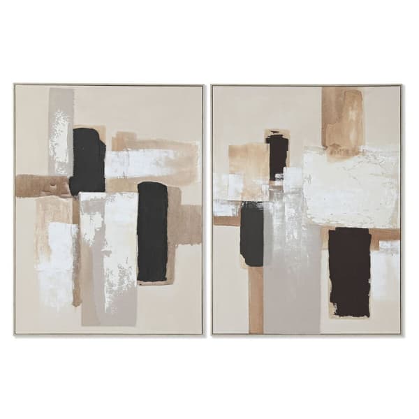 Maalaus Home ESPRIT Valkoinen Musta Beige Abstrakti Moderni 92 x 3,8 x 122 cm 92 x 4 x 122 cm (2 osaa)