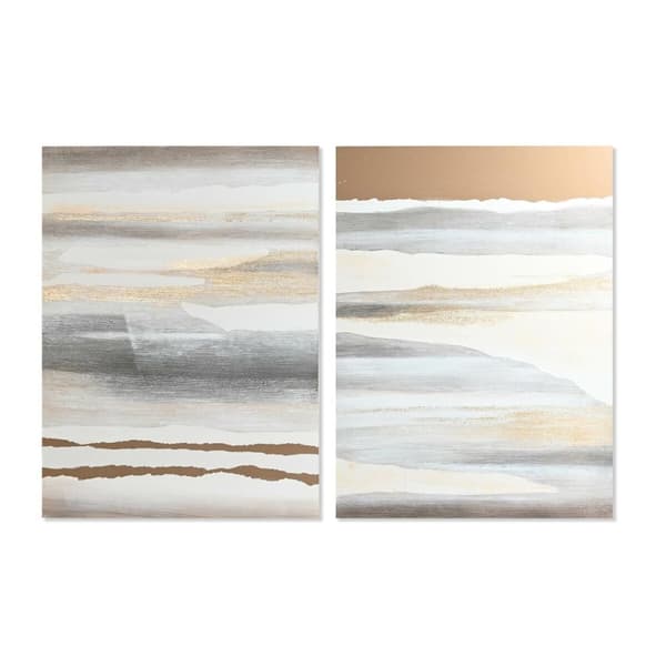 Maleri DKD Home Decor Beige Grå Abstrakt Moderne 90 x 3,7 x 120 cm (2 enheter)