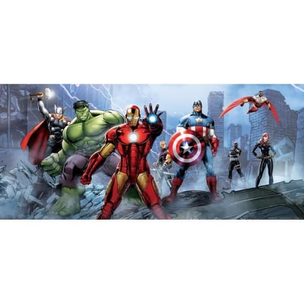 Giant Avengers Marvel team poster - Marvel - För barn - Rektangulär - Blå - H 90 x L 202 cm