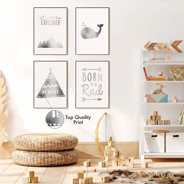 Poster - Homelov poster - Boys Nursery Real Silver Set