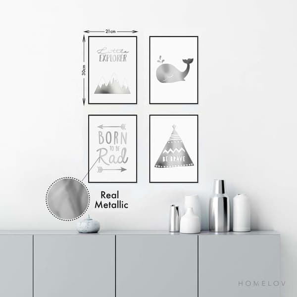 Poster - Homelov poster - Boys Nursery Real Silver Set
