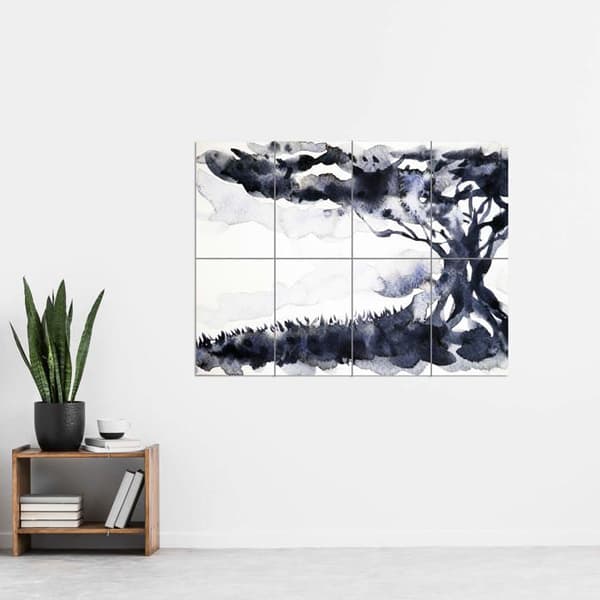 Affisch - Artery8 affisch - PANDT0134 - Ink Abstract Tree XL Giant Panel Poster (8 sektioner) Abstrakt trädaffisch