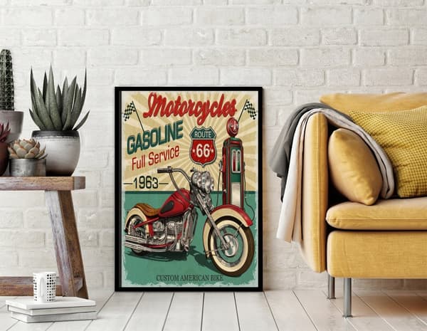 BILLEDPOKATER I RAMME 33x43 cm Garage Motor P1855