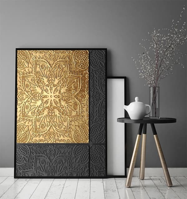 TAVELAFFIST I RAM 33x43 cm Guld P1830