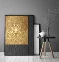 Miniatyrbild 2 av 4: TAVELAFFIST I RAM 33x43 cm Guld P1830