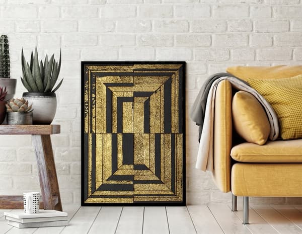 TAVELAFFIST I RAM 33x43 cm Guld P1824