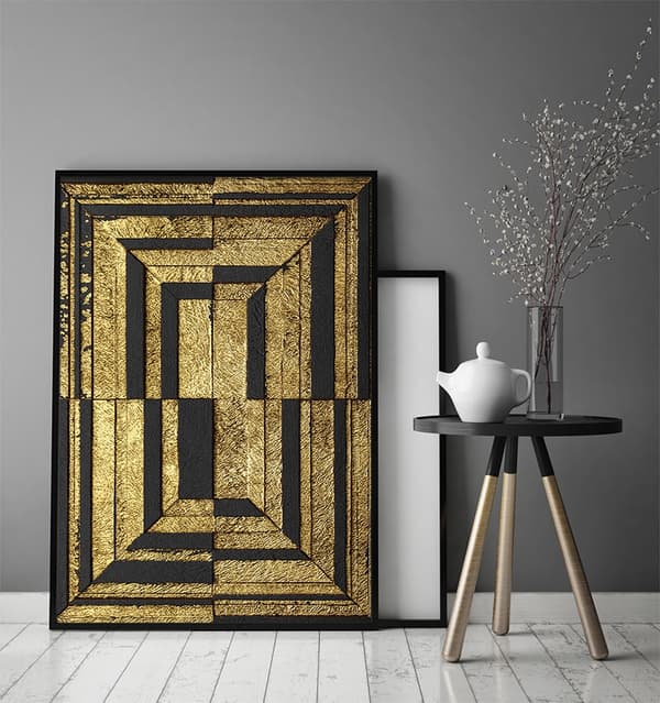 TAVELAFFIST I RAM 33x43 cm Guld P1824
