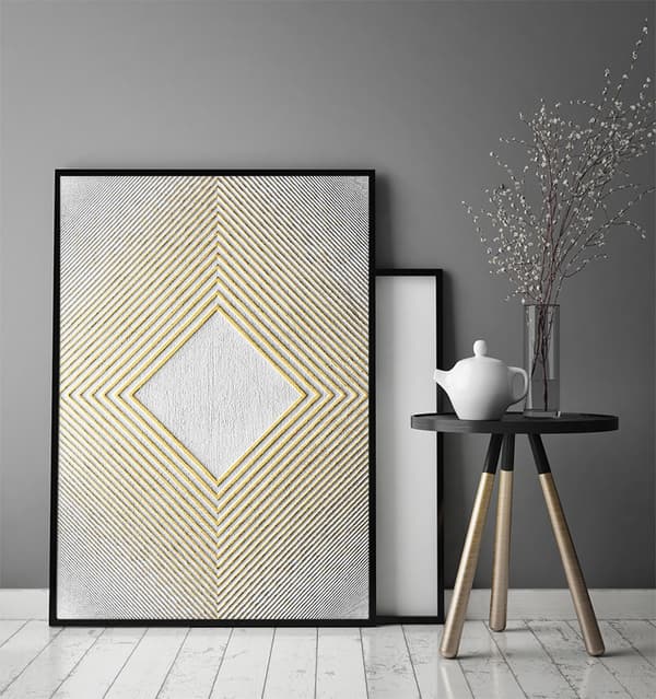 TAVELAFFIST I RAM 33x43 cm Guld P1817
