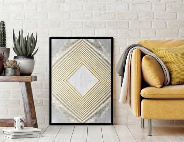 TAVELAFFIST I RAM 33x43 cm Guld P1817