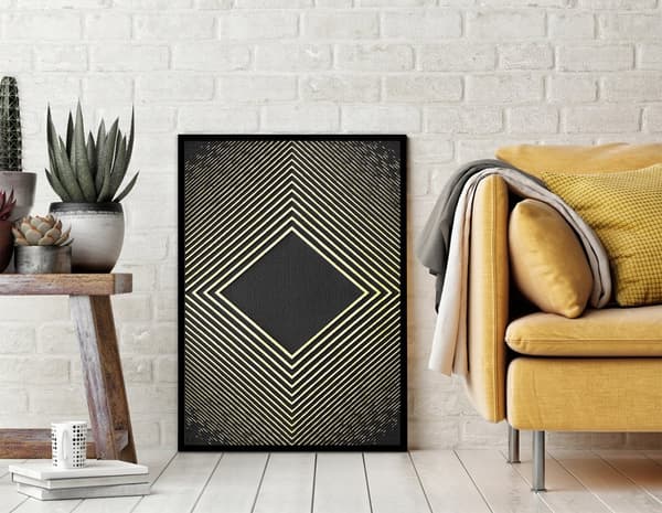 TAVELAFFIST I RAM 33x43 cm Guld P1816
