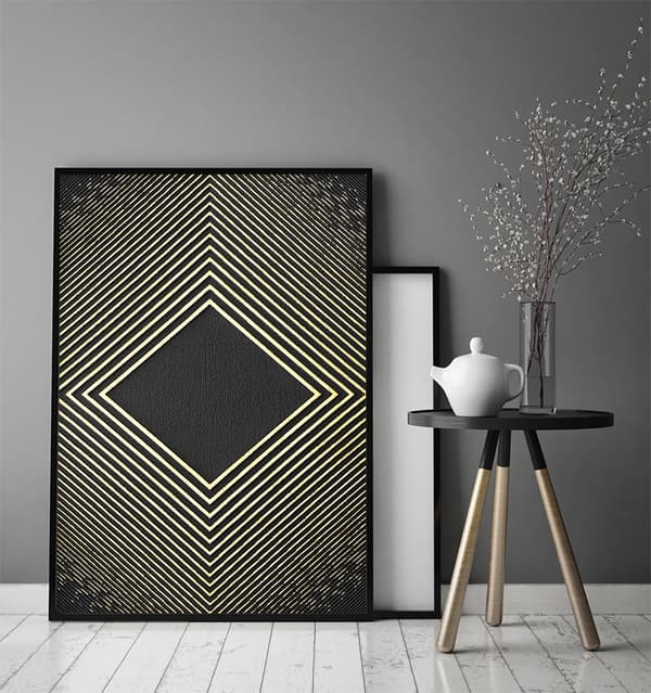 TAVELAFFIST I RAM 33x43 cm Guld P1816