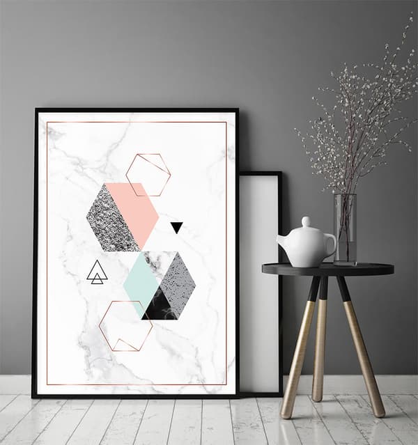 KEHYSJULISTE 33x43 cm Geometrinen marmori P1801