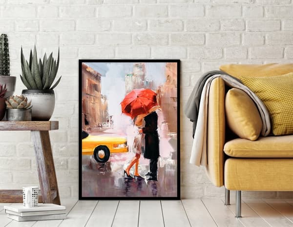 BILLEDPOKATER I RAMME 53x73 cm Regn P1772