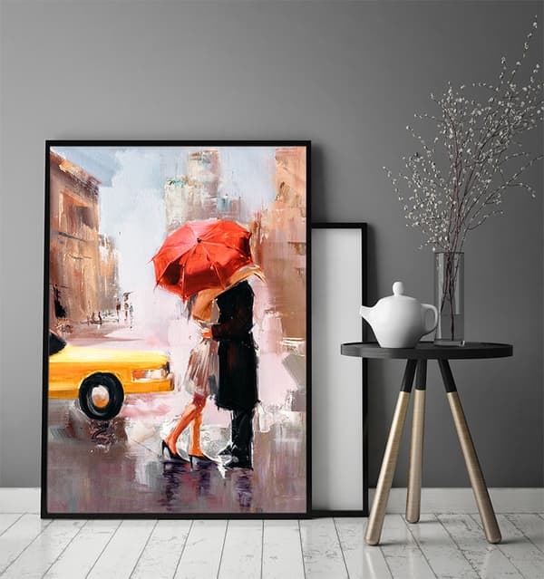 BILLEDPOKATER I RAMME 53x73 cm Regn P1772