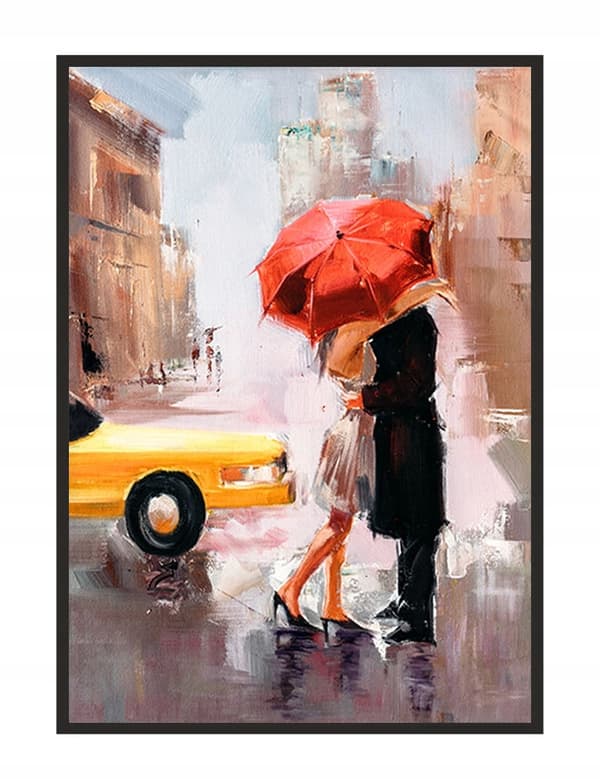 BILLEDPOKATER I RAMME 53x73 cm Regn P1772