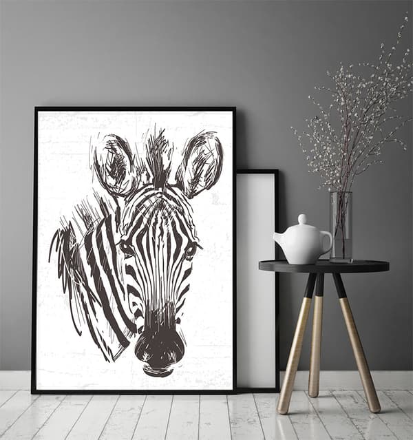 BILLEDPOKATER I RAMME 33x43 cm Zebra P1738
