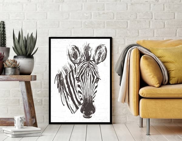 BILLEDPOKATER I RAMME 33x43 cm Zebra P1738