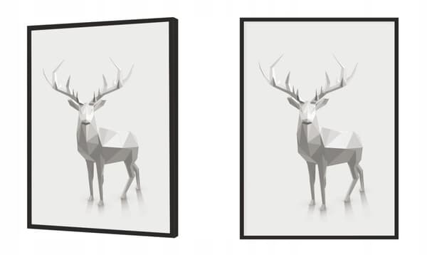BILLEDPOKATER I RAMME 33x43 cm Hjort P1732