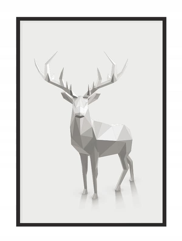 BILLEDPOKATER I RAMME 33x43 cm Hjort P1732