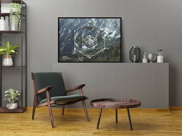 BILLEDPOKATER I RAMME 53x73 cm Geometri BJERGE P1683