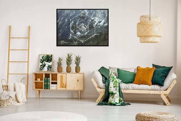 BILLEDPOKATER I RAMME 53x73 cm Geometri BJERGE P1683