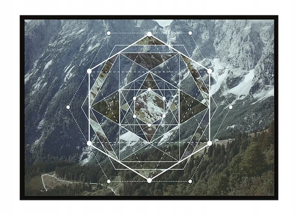 BILLEDPOKATER I RAMME 53x73 cm Geometri BJERGE P1683