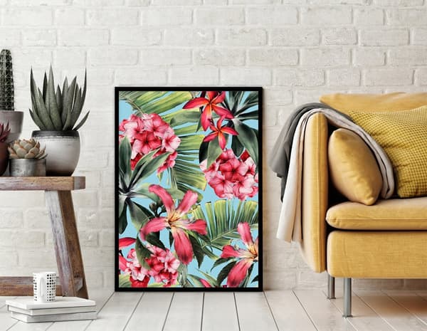 TAVELAFFIST I RAM 53x73 cm Blommor P1669