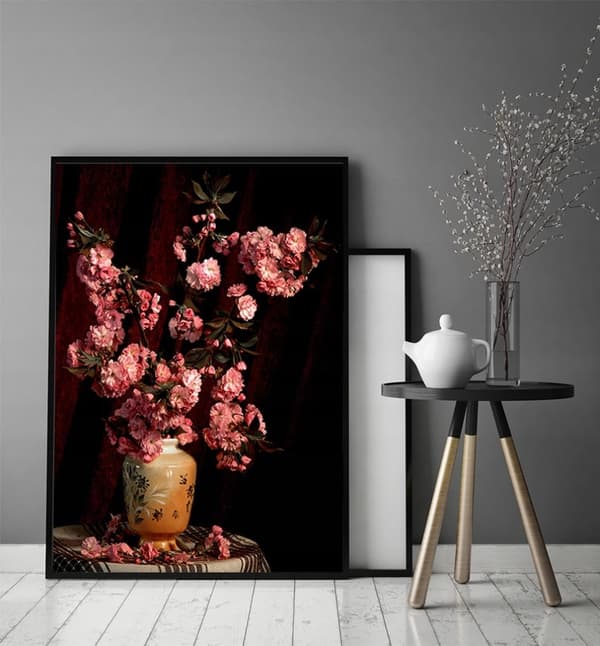 TAVELAFFIST I RAM 53x73 cm Blommor P1527