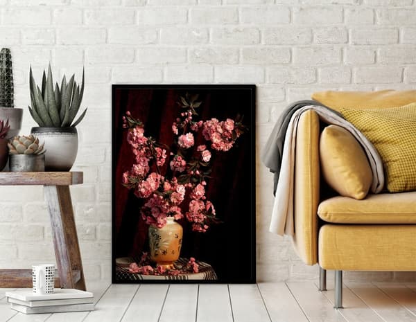 TAVELAFFIST I RAM 53x73 cm Blommor P1527