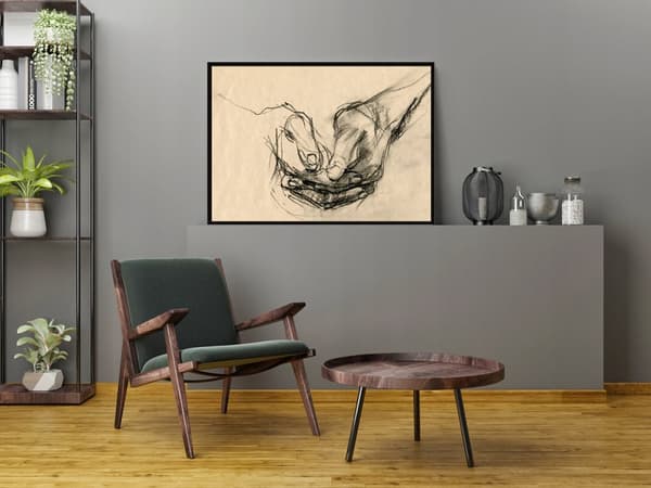 TAVELAFFIST I RAM 53x73 cm Händer P1488