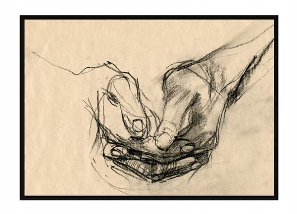 TAVELAFFIST I RAM 53x73 cm Händer P1488