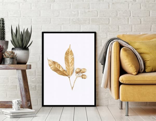 TAVELAFFIST I RAM 33x43 cm Guld P1433