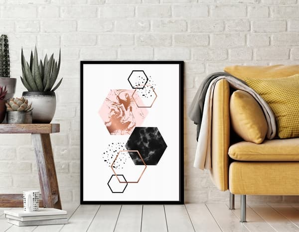 TAVELAFFIST I RAM 33x43 cm Geometri P1365