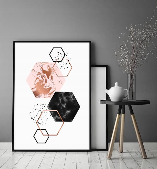 TAVELAFFIST I RAM 33x43 cm Geometri P1365