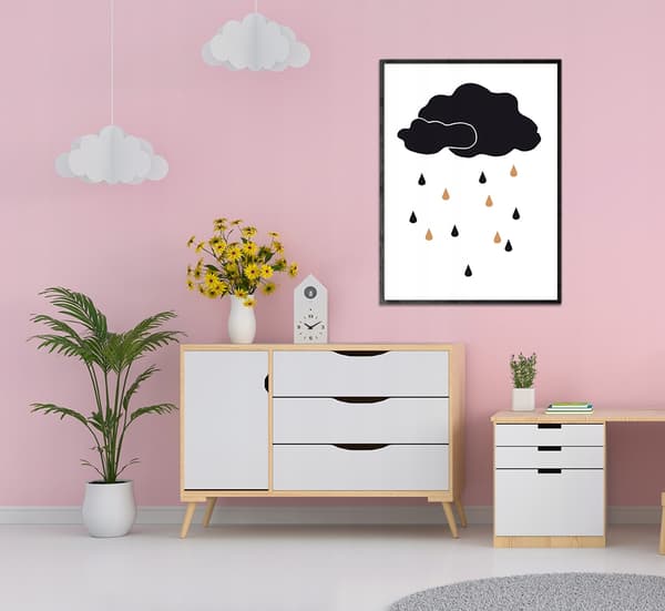 BILLEDPOKATER I RAMME 33x43 cm Regn P071
