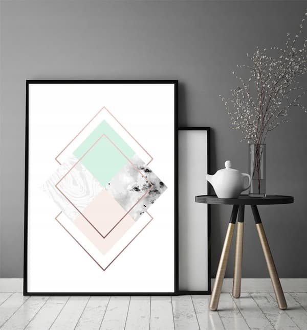 TAVELAFFIST I RAM 53x73 cm Geometri P1094