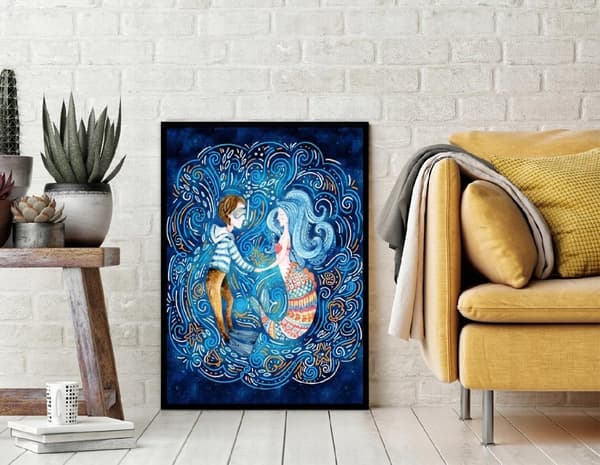 BILLEDPOKATER I RAMME 53x73 cm Havfrue P997
