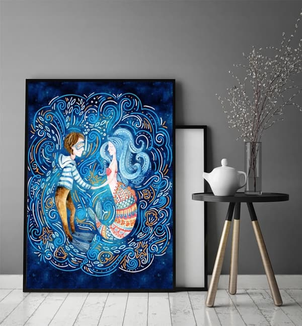 BILLEDPOKATER I RAMME 53x73 cm Havfrue P997