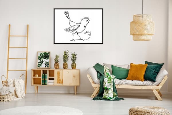 BILLEDPOKATER I RAMME 53x73 cm Fugl P1061