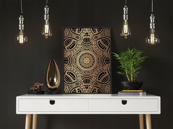 TAVELAFFIST I RAM 53x73 cm Guld P1023